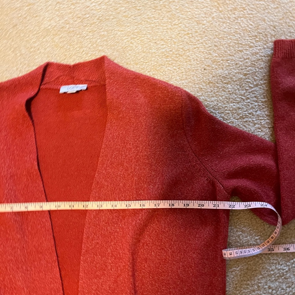 LOFT Women's Red Open-Front Cardigan - Picture 8 of 13